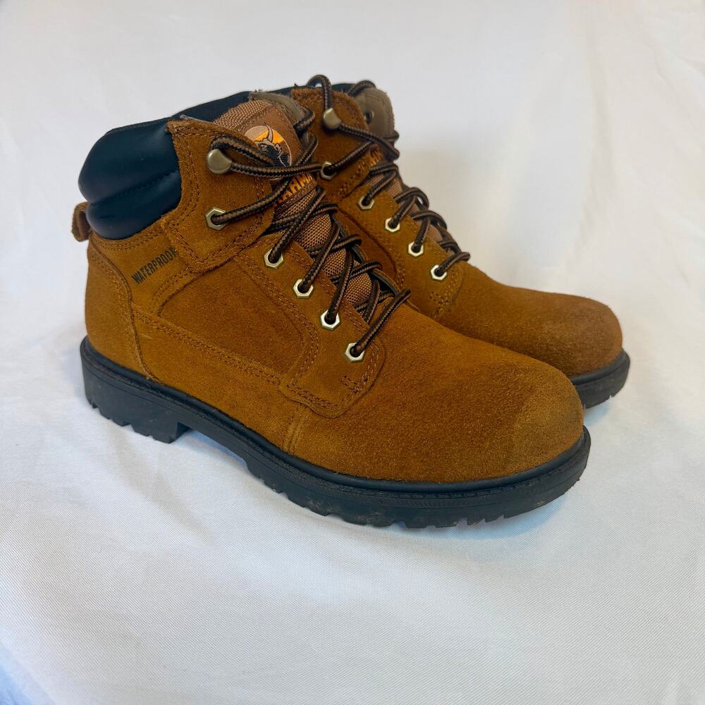 Brahma Men’s Waterproof Leather Work Boots Wide Fit Size 8W Brown
